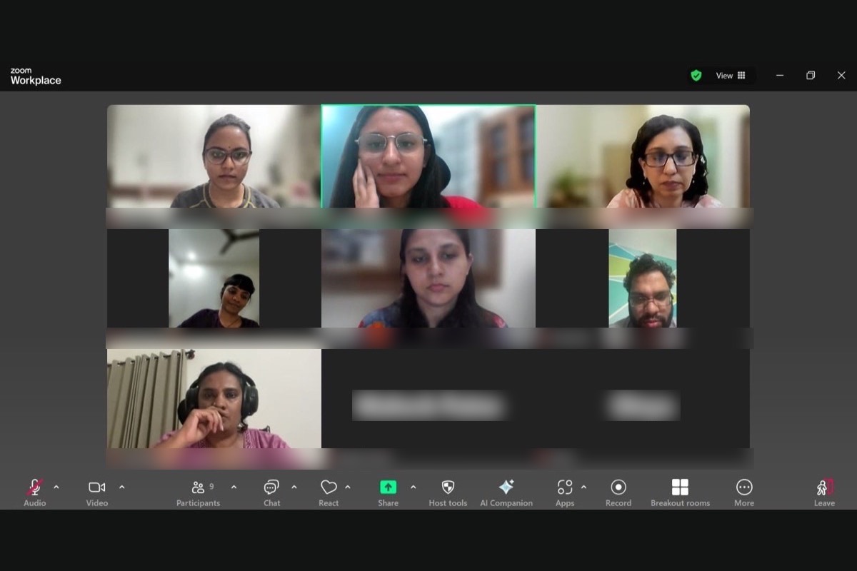 A daytime online circle for adults, participants listening